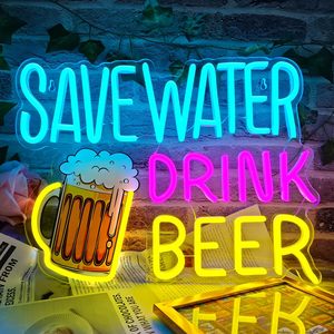 Save Water Drink Beer LED Neon Store Sign Colorful Luminous Letters Colorful Indicator <b>Light</b> Night <b>Window</b> Atmosphere <b>Light</b> - Product Image 6