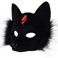 Masque de renard demi-visage pour Halloween, idéal pour les fêtes costumées, accessoire de cosplay très prisé pour le commerce transfrontalier