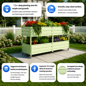 Jardinière surélevée en métal galvanisé à 2 niveaux avec pieds pour fleurs, herbes et légumes, entrepôt USA - Product Image 6