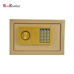 Gold Metal Safe Box Aço Money Cabinet Electronic Fireproof Security Safe Box Fire Resistant Cash Safe para Office Home Hotel