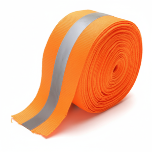 High Visibility Retro Reflective <b>Fabric</b> Tape 2\" X 10 Yds Orange/<b>Silver</b> Sew-On Hi Vis Material - Product Image 1