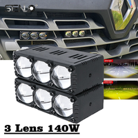 Senlo phare Led pare-chocs antibrouillard projecteur 3 lentilles feux de travail Mini lumière auxiliaire de conduite pour voiture moto barre projecteurs