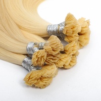 Alibaba al por menor virgen extensiones europeas 22 pulgadas Cheveux ruso Keratin Bonds Real Remy punta plana extensiones de cabello humano