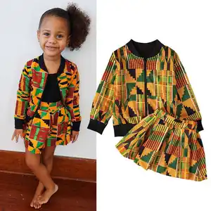 Africano Della Boemia dei vestiti dei bambini di due-pezzo della chiusura lampo top con pantaloni di età compresa tra 2 a 6