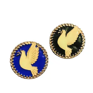 Latest design metal gold plated white peace dove shape enamel lapel pin badge 3d enamel pin