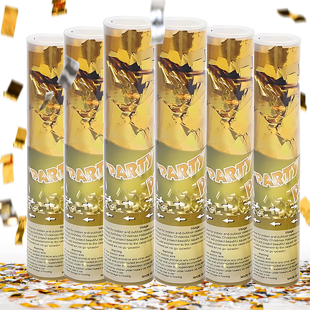 Wholesale Price 20cm Metallic Rectangle Confetti Cannon New Year Wedding Mini Party Poppers