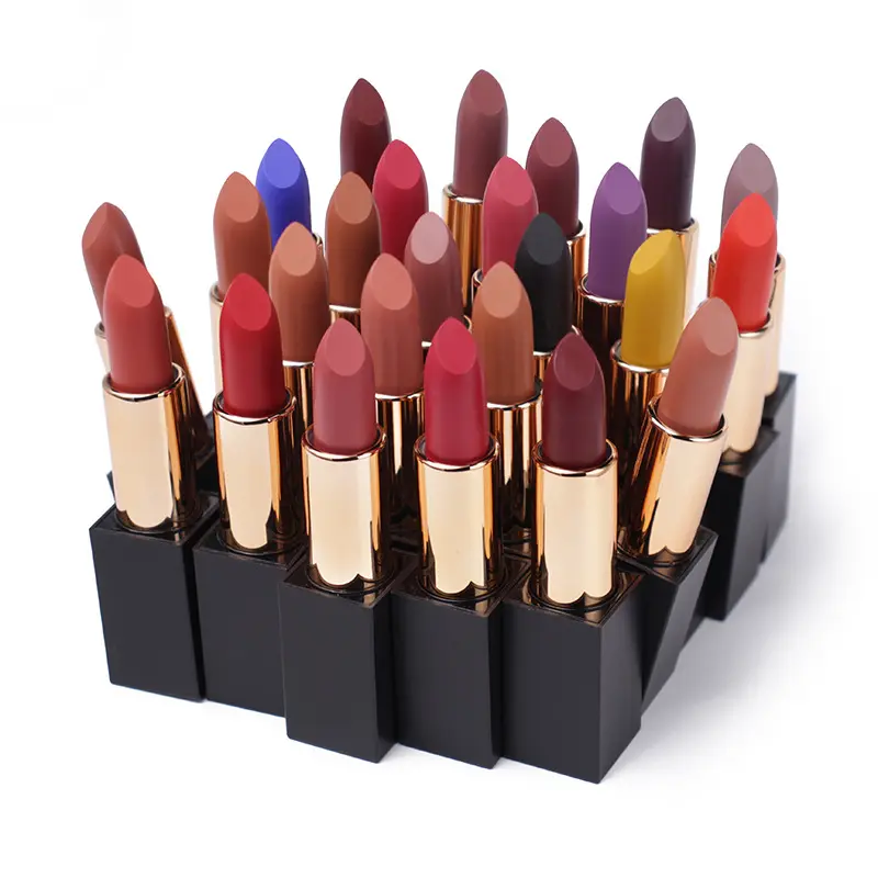 Cosmetic Wholesale Custom Label 25 Color Matte Lipstick High Pigment Long Lasting Red Nude Lipstick