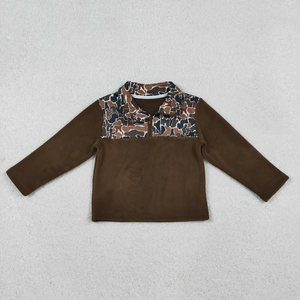 เสื้อคลุมเด็กผู้ชายพิมพ์ลายคาโม่แขนยาวครึ่งซิปผ้าฟลีซคอตั้งเสื้อลำลองสำหรับใส่ข้างนอก - Product Image 4