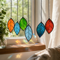 Ensemble de attrape-soleil en vitrail Art Déco multicolore personnalisé, fait main, ornement mural en verre à suspendre pour chambre et décoration intérieure
