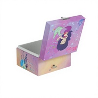 Caja Musical de Sirena Morada con Estampado en Caliente Único de Yiyu, Caja Musical de Papel Ecológica con Manivela y Diseño Simple para Niños