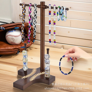 Wooden Champion <b>Ring</b> Holder 17x20x32cm Desktop Jewelry Display Stand For <b>Rings</b> <b>Necklaces</b> Bracelets - Product Image 3