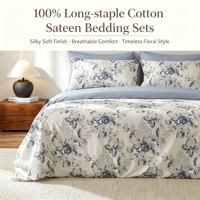 Ensemble de housse de couette imprimée à motif végétal moderne, 100% coton, écologique, 300 fils, haute qualité, toutes saisons