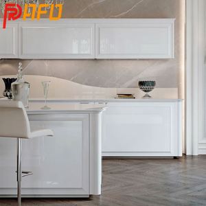 Comptoir en quartz personnalisé, meubles de cuisine complets avec îlot, style moderne, blanc brillant, armoire de cuisine automatique - Product Image 5