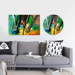 Contemporary <b>Canvas</b> Print: Colorful Brushstroke Glass Art,TEMPERED GLASS ART - Product Image 3