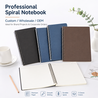 Carnet à spirales A4, couverture mate, noir, bleu marine, marron, multicolore, uni, pour le bureau, logo personnalisé, vente en gros