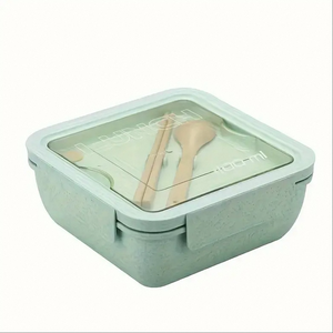 Wholesale Microwave Wheat Straw <b>Lunch</b> <b>Box</b> Tiffin School Child <b>Kids</b> <b>Bento</b> <b>Lunch</b> <b>Box</b> Set with Knife Fork - Product Image 4