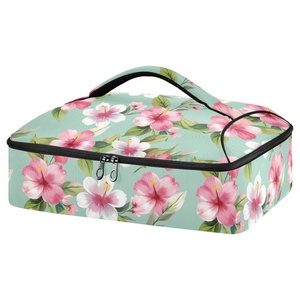 Sac isotherme à motif floral Hibiscus rose hawaïen personnalisé pour casseroles, transport de pizzas et livraison de repas - Product Image 1