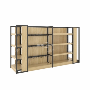 Kunden spezifische hölzerne einseitige Supermarkt Regal Convenience Store Metall Display Racks Holz Gondel Regale für Kosmetik Shop - Product Image 2