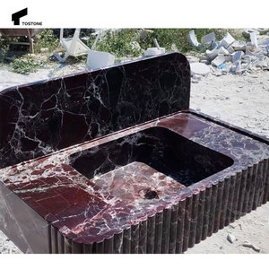 Tostone Đỏ Rosso levanto đá cẩm thạch tự nhiên treo tường Bồn Rửa cho nhà hiện đại biệt thự khách sạn phòng tắm nhà vệ sinh nội thất Vanity trang trí nội thất - Product Image 4