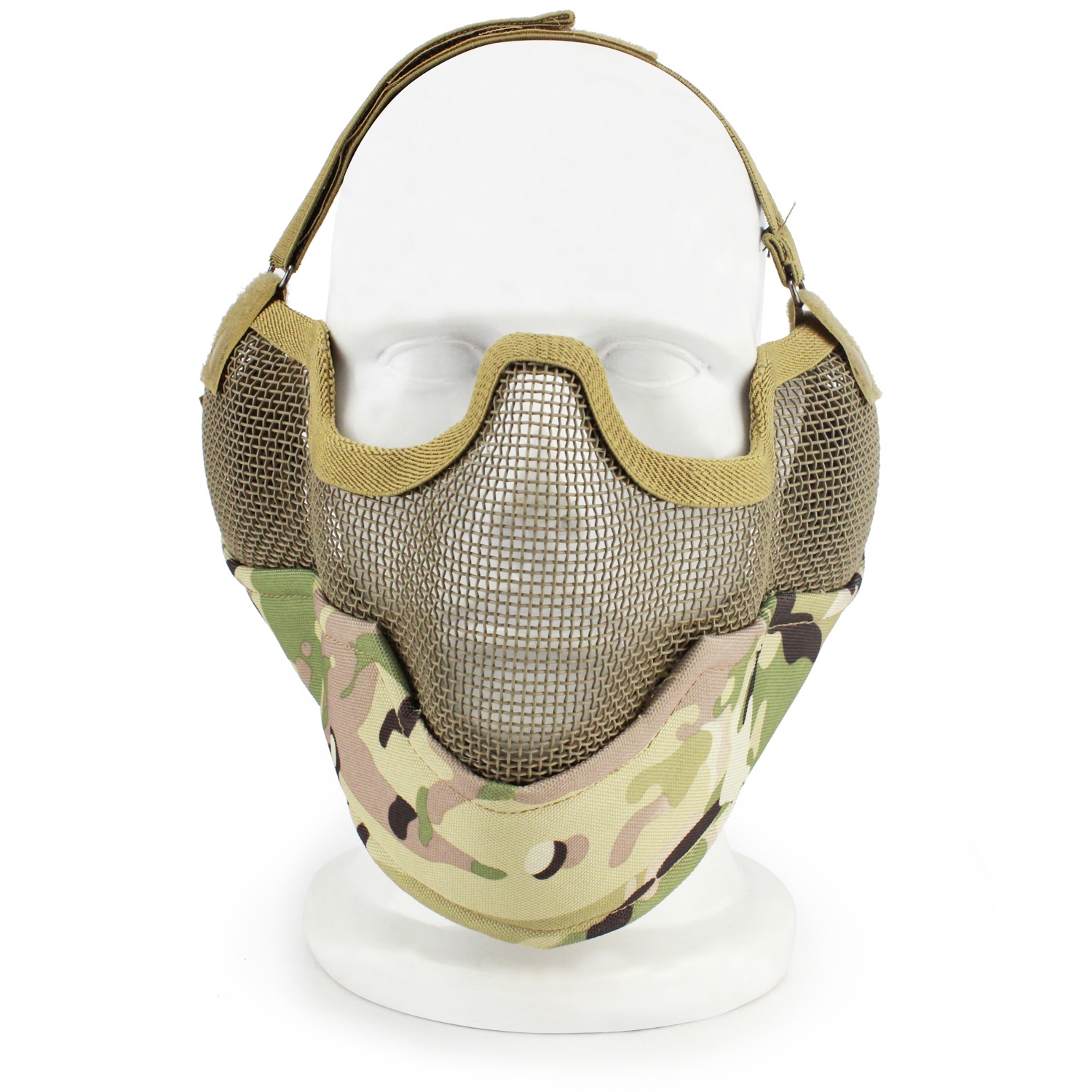 Action Union V2 Metalen Stalen Net Mesh Tactisch Half Gezicht Beschermend Masker Met Oorbescherming Voor Cs Outdoor Wargame