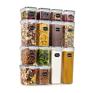 14 Pack Factory Wholesale Airtight Food Storage Container Set BPA Free Air Tight Plastic Clear Kitchen Food Storage Container