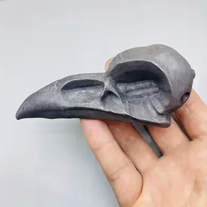 Cráneos de Cuervo de Shungita de Cuarzo Natural al por Mayor, Estatua Tallada a Mano, Adorno de Animal Pequeño para Halloween, DIY - Product Image 3