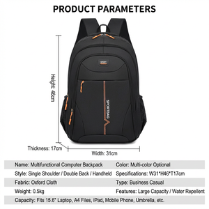 Mochila de Lujo Impermeable Antirrobo para Portátil de 15.6 Pulgadas con Puerto de Carga USB, Cierre de Cremallera, Capacidad de 20-36L para Estudiantes, Hombres de Negocios y Oficina - Product Image 2