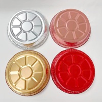 Barquette jetable en aluminium de 8 pouces de qualité alimentaire 215*43mm 15g, moulée en pulpe écologique, avec couvercles transparents en PET pour gâteaux et plats rapides