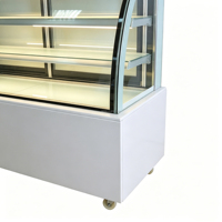 Vitrine à gâteaux verticale à porte arrière, vitrine à gâteaux en verre incurvé, vitrine à gâteaux avec éclairage LED