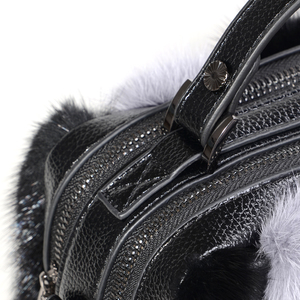 Borsa in pelliccia di visone MWFur borsa a tracolla da donna borsa da donna con doppia cerniera quadrata in pelliccia di visone - Product Image 3