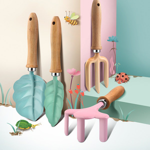 Children's Garden <b>Tool</b> Set Soil Digger Shovel Rake Leaf Design Lightweight Manual For Planting Flower Gardening Kids Use - Product Image 1