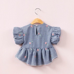 Stock Children's Plaid Dress Style <b>Ballon</b> Sleeve Factory Direct Wholesale T Shirts - Product Image 2