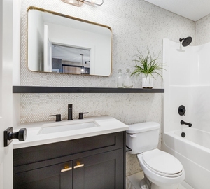 Meubles de salle de bain CANA en promotion : Meuble sous-vasque simple en bois massif avec miroir, prix usine - Product Image 2