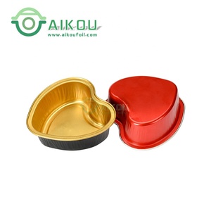 Moules à pâtisserie jetables en <span class=keywords><strong>aluminium</strong></span>, 100ml, en forme de cœur, pour poêle à gâteau avec couvercle, livraison gratuite - Product Image 2