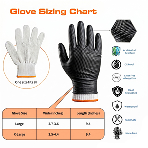 Gants en nitrile noirs jetables <span class=keywords><strong>pour</strong></span> barbecue, extra épais 10 mil, avec grip diamanté, 4 doublures en coton, imperméables, <span class=keywords><strong>protection</strong></span> robuste <span class=keywords><strong>pour</strong></span> les mains - Product Image 5