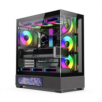 Boîtier d'ordinateur de jeu Mid Tower ATX, cabinet de bureau pour CPU, panneau latéral en verre trempé, ventilateur RGB, châssis B1302