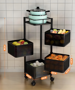 Di Chuyển Vòng Tròn Giỏ Với Bánh Xe Nhà Bếp Phòng Khách Rau Và Trái Cây Container Xoay Thực Phẩm Lưu Trữ Kệ - Product Image 3