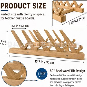 Wooden Desktop Organizer Solid Wood 6 Slots For Books Records <b>Plates</b> Display <b>Rack</b> - Product Image 5