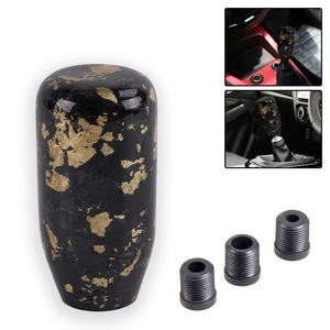 Geschmiedeter Carbon-Schaltknauf, universell passend für manuelle Autoschaltungen, <span class=keywords><strong>Gold</strong></span>-Rot-Flakes mit M8 M10 M12 Adaptern, Aluminiumkern - Product Image 4
