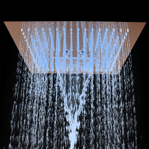 Set Doccia a Pioggia Moderno in Ottone e Acciaio Inox 304, Colonna Doccia a Parete con Miscelatore, Finitura Spazzolata, Ceramica - Product Image 2