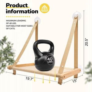 Grand lit de hamac de fenêtre de <span class=keywords><strong>chat</strong></span> d'intérieur Ventouses à vis robustes pour <span class=keywords><strong>gros</strong></span> chats et chatons Habitat de <span class=keywords><strong>chat</strong></span> et siège de fenêtre avec un design élégant - Product Image 2