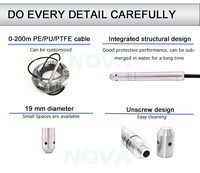 Capteur de niveau de liquide submersible NOVA 16 mm en acier inoxydable 316L, certifié CE, antidéflagrant, transmetteur de niveau de réservoir d'eau 0-200 m