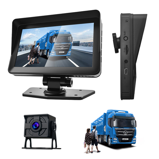 7-Inch 2-Channel Truck Dash Cam 1024*600 HD Screen Real-Time Loop Recording Night Vision Waterproof 90-120 Angle ODM Support
