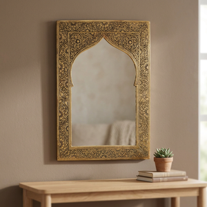 Traditional Brass Arched Wall Mirror Handmade Decorative <b>Frame</b> <b>Islamic</b> Art Style Ornate Design - Product Image 4
