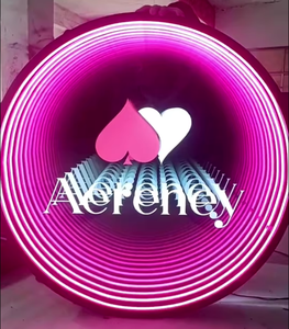 Letrero publicitario LED de neón con logotipo 3D redondo grande personalizado, espejo infinito RGB, patrón de impresión UV de astronauta, caja de luz para letrero de tienda - Product Image 2