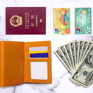 High Quality Genuine Leather Passport <b>Cover</b> RFID Travel Passport Wallet with ID <b>Window</b> New Design Leather Passport Holder - Product Image 5