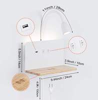 Lampe murale avec chargeur sans fil, lampe murale de chevet avec lumière de lecture, lampe murale avec charge USB
