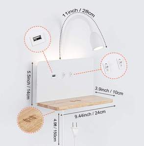 <span class=keywords><strong>Lampada</strong></span> da Parete <span class=keywords><strong>con</strong></span> Caricatore Wireless, Luce da Lettura e Porta USB per Ricarica - Product Image 5