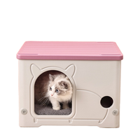 Modern design waterdichte plastic kattenhuis voor binnen & buiten gebruik, stevige dierenverblijf met dierenprint, niet-toxisch materiaal