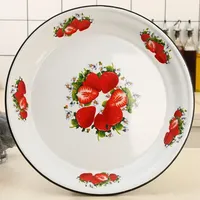 Planches de camping en émail vintage en gros d'usine avec technique d'émail de couleur de motif floral